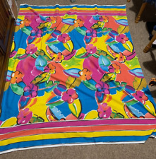 Vintage Mary Quant  Bold Bright Flowers Stripes 70s? Tablecloth Fabric 127x150cm picture