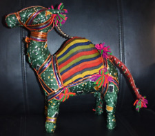 Vintage Rajasthani Folk Art Handmade Camels Multi Fabrics Ornaments 11