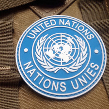 UN United Nations U.N. Badge PVC TACTICAL ARMY AIRSOFT PATCH CIRCLE BLUE picture