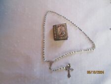 VINTAGE VICTORIAN  MINIATURE BIBLE ROSARY CASE & ROSARY picture