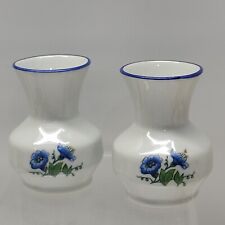 2 Vintage 1990s Leart Hand Painted Poreclain Floral Mini Vases Brazil 2.5 inches picture