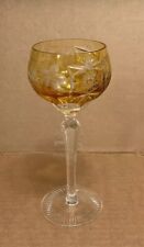 Vintage 8” Tall Bohemian Style Germany Cut Crystal Gold Wine Glass Or Goblet picture