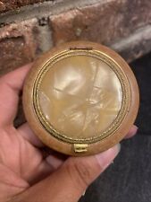 Nice Vintage Art Deco Round Mother Of Pearl Makeup Compact W/ Makeup See Pics picture
