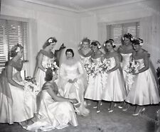 Wedding Bride Beautiful Ladies Brides Maid 1957 Original 4x5 B/W Photo Negative picture