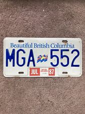 1987 British Columbia License Plate - MGA 552 - Nice picture