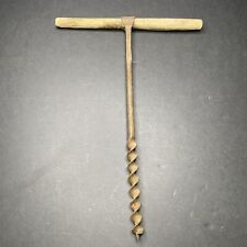 Antique c1880s Hand Auger Barn Beamer Hole Hand Twisting Manual Wood Auger picture