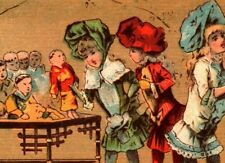 Victorian Trade Card Fairbanks Soap Little Girls At Doll Store Back German Text  picture