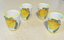 4 Hand painted Ceramic Limoncello Shot Glasses Cups Positano Italy Lemons picture