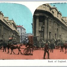 c1900s London, England Bank Downtown Busy Street Horse Lith Photo Stereoview V38 picture