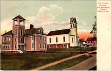 Oakland ME Maine HIGH SCHOOL & METHODIST CHURCH Kennebec County ca1900s Postcard picture