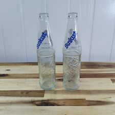 Lot of 2 Old School Vintage Sunkist Bottles Collectible Rare Bottles 10oz Blue picture