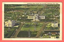 OKLAHOMA STATE CAPITOL, OKLAHOMA CITY, OKLA. – Oil Wells – 1948 Linen Postcard picture