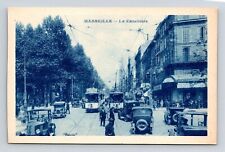 Marseille France La Canebiere Downtown Streetview Old Cars BW UNP Postcard picture