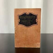 Vintage 1943 Humphrey's Medicine Company Manual - Homeopathic Remedies Booklet picture