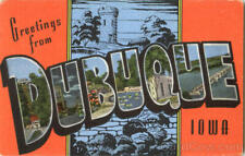 Greetings From Dubuque,IA Large Letter Iowa Norton News Agency Linen Postcard picture