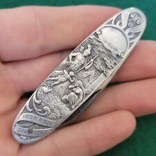 Old Vintage Antique D Peres Germany Embossed Aluminum Pen Fob Pocket Knife  picture