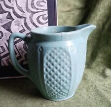Antique VTG Turquoise Ceramic Pitcher Crazed Glaze Cottagecore Boho Chic picture