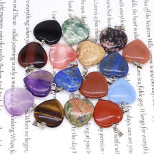 10PC/Lot Love Heart Shaped Pendant Natural Crystal Gem Jewelry Making Charm Gift picture