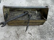 ANTIQUE  Mechanics, TOOL BOX 16  1/2“ STEEL BOX  With DRAWER &WHEELS & TOOLS picture