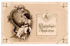1913 Vintage John Winsch Schmucker Girl & Cupid Valentines Antique Postcard RARE picture