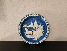 Vintage '90 Christmas Cameo Home with the Tree Lapis Stone Collector Plate Akers picture