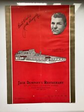 Vintage Jack Dempsey Restaurant Supper Menu w/Facsimile Autograph 1930s picture