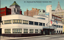 Cincinnati Ohio Greyhound Bus terminal linen postcard a52 picture