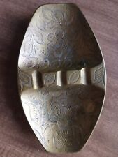 Vintage Brass Ashtray With Floral Design Made In India picture