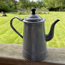 Vintage Enamelware Graniteware Grey Mottled Coffee Pot Hinged Lid 10” Tall picture