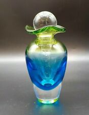 Handblown Blue and Green Sommerso Style Art Glass Perfume Bottle  picture