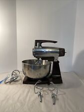 Sunbeam Mixmaster Mixer Chrome Brown Stainless Bowls Beaters Dough Hooks  Read picture