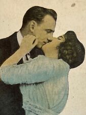 Antique Valentine Postcard Early 1910s/20s Ephemera Couple Kissing “Just Try” picture