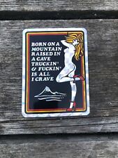 Vintage Prismatic Decal “Born On A Mountain, Raised In A Cave…” 1980s 3x4” NOS picture