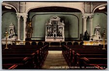 Vtg St Augustine Florida FL Interior of Old Cathedral 1910s View Postcard picture