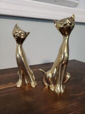 Mid Century Modern Brass Pair of Siamese Cat Figurine Statues 6
