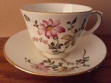 Vintage Crown Staffordshire England Floral Fine Bone China Tea Cup & Saucer picture