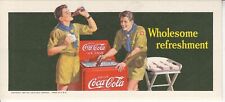 1942 COCA-COLA  BLOTTER  WHOLESOME REFRESHMENT BOY SCOUT  AND COOLER NOS  MINT picture