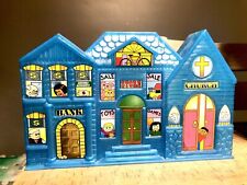 Vintage 1994 Chariot Victor Blue 3 Section Town Coin Bank Save Toy Store Church  picture