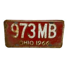 Old License Plate RUSTY CRUSTY  Woppity Bent - Ohio 1966 Plate no 973 MB picture