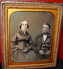 Sharp 1/6th size Daguerreotype of couple in half case picture