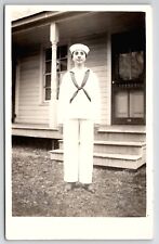 RPPC Young Lady Dressed As Sailor Posing c1918 Real Photo Patriotic Postcard A48 picture