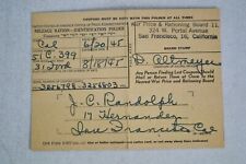 WWII Ephemera  1945 Mileage Ration Card California for a 1931 Ford, Randolph picture