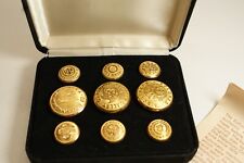 Waterbury Collection Railroad Uniform Buttons, 24kt Plated, Set of 9 in Box. picture