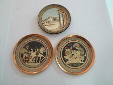 Lot Of 3- Vintage Greek Hanging Wall Plates-Handmade In Greece- Greek Themes picture