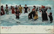c1900s Postcard Sun Bathers Swimming Bathing Suits Beach Posted Stamp picture