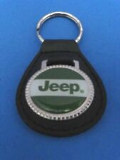 Vintage Jeep Green genuine grain leather keyring key fob keychain - Old Stock picture