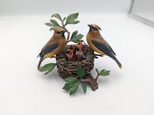 Danbury Mint Cedar Waxwings Bob Guge Bird Babies Figurine Nest  picture