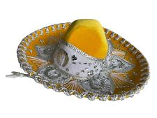 Vintage Mexico Silver Yellow Sequined Womans Mariachi Sombrero Hat Salazar Yepez picture