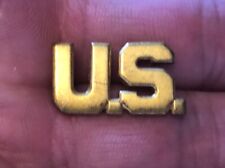 WWII WW2 Era US Army Gold US Collar Military Insignia Pin AE.CO picture