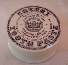 Antique (ca 1900) ORIGINAL Cherry Tooth Paste with Crown trademark, jar pot lid picture